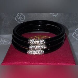 BudhaGirl ALL WEATHER BANGLES - black & silver - set of 3